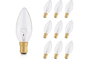 FanciBuy 10 Pack Small Bayonet Candle Light Bulb 25W, SBC Dimmable Clear Bulbs, Warm White 2700K, 260 Lumens