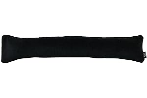 McAlister Textiles Paraspifferi Stoffa Sottoporta Velluto | Salsicciotto Imbottito Tessuto | 18cm x 120cm | Tubo Sottofinestra Colorato | Accessorio Home Décor Porta Ingresso | Nero