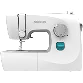 Cecotec Sewing Machine, Compact and Portable, 15 Stitches, Beginners, BelleCouture 1500, Manual Eyelet in 4 Times, Adjustable