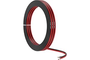 MMOBIEL 18 AWG Elektryczny Przewód Równoległy – 18 Gauge 10m / 32.8ft - Cyna Kabel Miedziany - 2 Żyłowy do Przewodów Samochodowych - Taśmy LED, Przewody Audio/Głośnikowe, Lampy