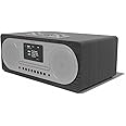 AZATOM Clockwood DAB/DAB+ FM Radio Stereo Hi-Fi Speaker System with Bluetooth, CD Player, MP3 Playback, Colour Display, USB Charger, Equalizer & Remote Control (Black)