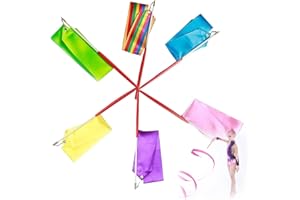 BESMRPG 6 Piec dance Ribbon,Artistic gymnastics Ribbon Dance Set for Kids,Twirling Baton ribbon Wand gymnastic Ribbons Sticks for School Events Rhythmic Marching Band artistic Circus Gymnastics Team Training.
