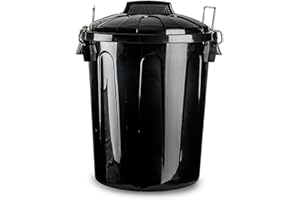 AC - Cubo de Basura con asa metálica 70 L - Cubo basura para exterior e interior - Cubo de almacenaje - Fabricado en plástico - Ideal para el hogar, trabajo, hostelería, etc - Color Negro