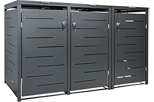 STILISTA Mülltonnenverkleidung aus Metall, für 3 Mülltonnen je 240 Liter, Anthrazit