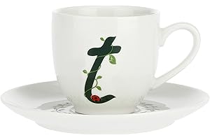 LA PORCELLANA BIANCA PB La Porcellana Bianca - Tazzina da Caffè con Piattino Lettera 'T' in Gift Box - Solotua - Arredo Casa, Tè, Caffè e Colazione - Porcellana - 90 cc