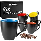 MIAMIO - Le Papillon Coffee Cups (350 ml), Pack of 6 | Large Ceramic Coffee Mug for Coffee, Cappuccino and Tea - Set of 6 Sto