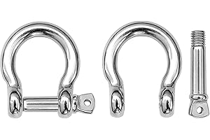 9Tong Pesante Dovere Catena Grillo Sollevamento Inossidabile Carica Pin Grillo Ancora Anello Marino di Prua Grilli in Acciaio Vite All’aperto M6 220kgf 6Pezzi