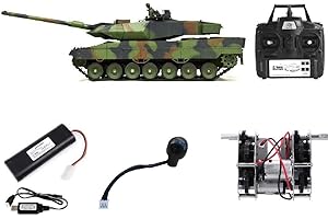 MODELTRONIC Tanque Radio Control alemán Leopard 2A6 Escala 1/16 Heng Long versión V7.0, Transmisiones de Acero, con batería Litio, emisora 2.4G V7.0, con Sonido, Airsoft, Humo 3889-1