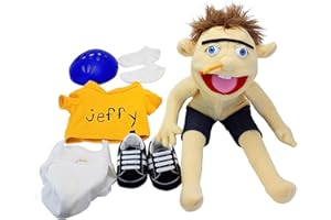 Seafly Jeffy Puppet Plush Toy Doll, 60cm Hand Puppet,Mischievous Funny Puppets Toy With Working Mouth, For Birthday Christmas Halloween Party Teaching Preschool Multicolor