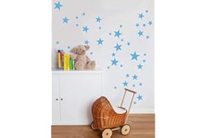 FLOORDROBE CLOTHING Vinyl Star Wall Stickers 64 Various Sizes (Soft Blue)