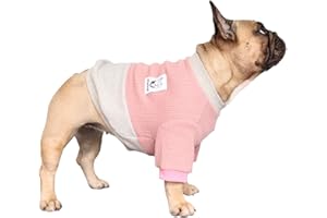 iChoue Pull à col rond pour chien Motif bouledogue français Rose/gris/L