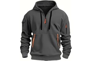 MEDUOLA Men's Hoodie Sweatshirt with Zip Boys and Men Sweatshirt with Zip Multifunctional Pocket Sweatshirt with Hood Jogging Pullover