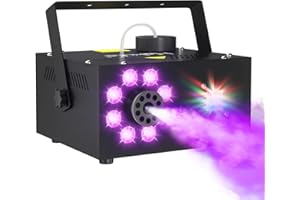 Hakuta Nebelmaschine mit 13 Farben, 500W 2000CFM Party Rauchmaschine mit buntem Stroboskoplicht mit 2 drahtlosen Fernbedienungen geeignet für Partys, Hochzeit, Halloween und DJ Bühne