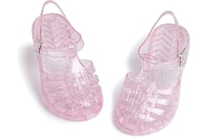 CENCIRILY Toddler Girls Jelly Sandals Soft Rubber Sole Closed Toe Glitter Sparkle Summer Beach Holiday Princess Dress Up Shoes