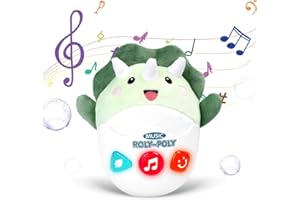 Rarekids Plush Roly-Poly Dinosaur Baby Toys 6 to 12 months, Educational Sensory Toy with 12 Songs and Nature Sounds, Baby Boy Girl Gifts for 0 3 6 9 Months Newborn Gifts