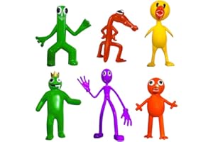 Ksopsdey 6 PCS Rainbow Friends Ornaments,Cartoon Model Figure Ornaments,Rainbow Friends Cake Toppers,Rainbow Friend Decoration Popular Game Cartoon Characters Statue Collectibles Model Figure Ornament