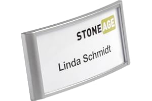 Durable Portanome Classic con magnete, portabadge con cornice effetto alluminio, 34x74 mm, argento metallizzato, conf. 10 pezzi, 854223