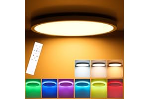 ‎ORAYMIN Oraymin Deckenlampe mit Fernbedienung Ø30CM, 24W 3300LM LED Deckenleuchte RGB Farbwechsel Rund, 3000K-6500K LED Deckenleuchte Dimmbar für Schlafzimmer Küche Wohnzimmer Korridor Balkon