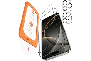 OMOTON für iPhone 16 Pro Panzer Schutz Glas, kompatibel mit iPhone 16 Pro Kameraschutz, Full Screen Auto-Installation, Präzise Ausrichtung, Bläschenfrei, 9H Härte Folie, 2+2 Stück