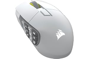 Corsair Scimitar Elite Wireless SE MMO Souris de Jeu – 33 000 DPI, 16 Boutons Programmables, Adjustable Key Slider™, Elgato Virtual Stream Deck, 1K Hyper-Polling, Jusqu'à 150h de Batterie – Blanc