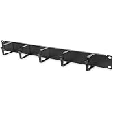 DIGITUS Cable Management Panel - 1U - 5 Guide Brackets 44 x 60mm - 19 Inch | Sheet Steel &ndash; Cable Management for Servers, Netw