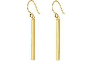 Bellitia Jewelry Gold Plated 925 Sterling Silver Stick Earrings for her, Fish Hook Long Bar Dangle Drop Earrings for Women, Fashion Hypoallergenic Jewelry Set
