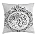 Produktbild Vintage Throw Pillow Cushion Cover, Mythological Winged Magic Beast Griffin in Ring of Fire Victorian Heraldry Emblem, Decorative Square Accent Pillow Case, 18 X 18 Inches, Black White