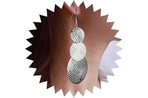 Cimenexe Bohemian Disc Circle Dangle Earrings Gold Textured Coin Drop Earrings Long Hammered Coin Earrings Statement Geometric Hook Earrings Jewelry for Women and Girls Gifts