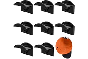 pcsfoe 8 soportes para gorras de pared, autoadhesivo, soporte minimalista para montaje, gorra de béisbol (negro)