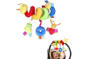 Qleema Caterpillar Crib Toys Stroller Soft Plush Toys Spiral Colorful Baby Toy for 6 to 12 Months, Can Stimulate Early Visual and Brain Development in Newborns