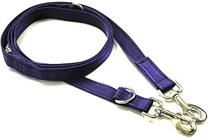 CHURCH PRODUCTS UK Laisse de dressage pour chien de style police à double extrémité, 1,5 m (1,5 m environ), réglable, multifonction, en toile de coussin (25 mm, violet)