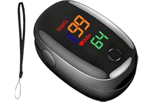 DONGCILL Pulsoximeter Fingeroximeter,Sauerstoffsättigung Messgerät Finger, Blutsauerstoffmessgerät Finger,Pulsoximeter für Erwachsene mit Farbdisplay,Pulsoximeterfür Zuhause, mit Lanyard