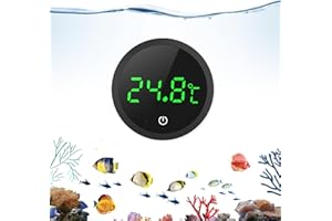 OQIMAX Termometr Akwarium Mini, Cyfrowy termometr LED z ekranem dotykowym, precyzyjny czujnik temperatury, klejony mini morski czujnik temperatury dla akwarii morskich słodkowodnych