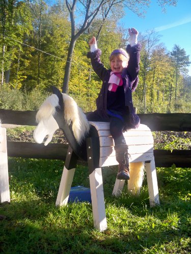 Preisvergleich Produktbild Holzpferd Filou 80 als Fantasie Schecke