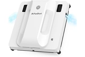 AlfaBot Robot Laveur de Vitres GLS400, Robot Nettoyage Intelligent des Vitres avec Double Pulvérisation Automatique d'eau, Réservoir d'eau de 50ml, Technologie de Détection des Bords, de Forme Carrée