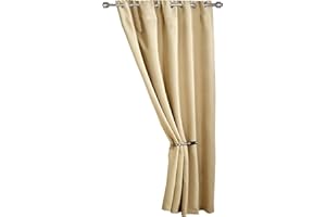 Emma Barclay – Ring Top Blackout Door Curtain for Bedroom Living Room Thermal Insulated Woven Eyelet Blackout Single Curtain Cali Collection (46” x 84” Inch)(Beige)