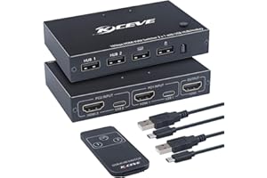 KCEVE Commutateur KVM, 2 Ports HDMI KVM Switch Prend en Charge la Résolution 4K @ 60Hz, pour 2 Ordinateurs Partager Le Moniteur de Clavier de Souris