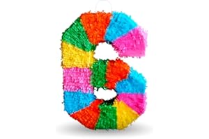 GODAN Pinata zum Aufhängen Partydeko Zahl 6 bunt Geburtstagsspiel