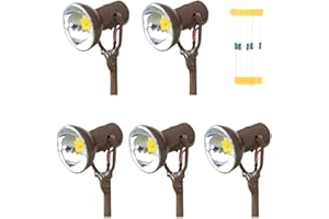 HEIBTENY Lot de 5 projecteurs LED à l'échelle HO - Modèle de projecteur - Mât de lampadaire - Lampes et accessoires d'éclairage pour scènes miniatures - Marron, X10E8PHOEKHJZ0KM3RU4S