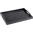 MDLUU Large Serving Tray, Plastic Ottoman Tray with Cutout Handles, Rectangle Butler Tray for Breakfast in Bed, Coffee Table Decor, Party (Black)