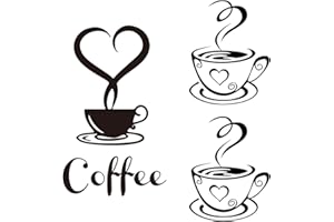 CVDYWDJIE 2 Feuilles D'Autocollants Muraux Café, Autocollants D'Art Mural, Autocollants De Décoration Murale Bricolage, Autocollants Muraux De Café De Cuisine, Autocollants De Décoration De Maison