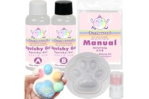 FUNSHOWCASE Taba Squishy Kit Set Liquid Gel+3" Paw Silicone Mold+Flocking