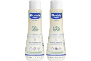 Mustela Baby Gentle Shampoo with Natural Avocado - Hair Care for Kids of all Ages & Hair Types - Tear-Free & Biodegradable Formula 200ml - Pack of 2