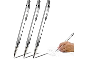 ZmdecQna 3 PCS Tungsten Carbide Tip Scriber, Metal Etching Engraving Pen, Glass Scribe Tool Engraving Pen with Retractable Tungsten Carbide Tip for Glass, Ceramics and Hardened Steel