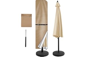 NAKIHOUSE Sonnenschirm Abdeckung Schutzhülle, wasserdichte,Wetterfeste, UV-Anti, Winddicht Schirm Abdeckung für Outdoor Schirme und Marktschirme, (240x57/57cm,Khaki)