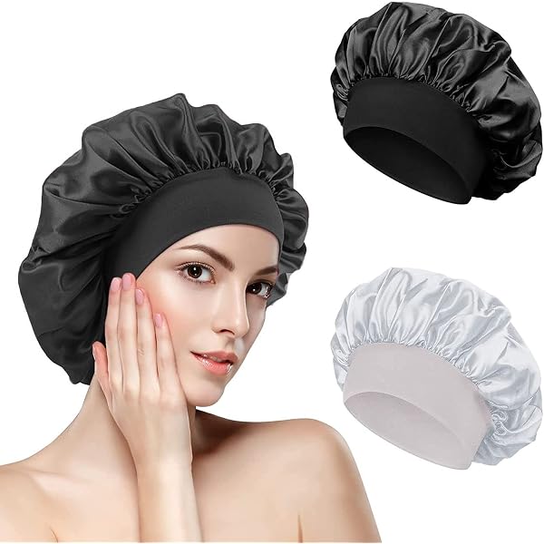2 Satin-Schlafmützen Für Damen – Weich, Mit Breitem Gummiband | Für Haarpflege & Schlaf