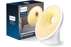 Philips SmartSleep Sleep and Wake-Up Light, Simulated Sunrise and Sunset, Multiple Lights and Sounds, RelaxBreathe to Sleep, HF3651/01