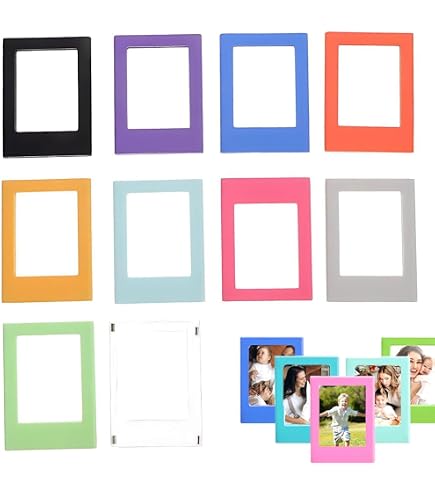Yicoovey Mini Cadres Photo Colorés – 6 Cadres + 10 Pochettes PVC Pour Photos Instantanées Ou Cartes à Collectionner