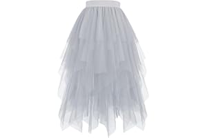 Hanpceirs Damen Tüll Röcke High Low Layered Puffy Fee Röcke A-Linie Midi Rock Unregelmäßiger Tutu Rock