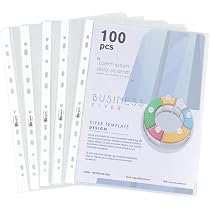 Pack 10 Pochettes Plastiques A4 Perforées + 100 Feuilles A4 90g – Protection Documents, Bureau, École – Ofituria